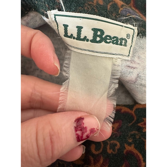 Vintage LL Bean Long Sleeve Maxi Dress XL Floral Cottagecore Cotton Boho Grandma - Picture 6 of 7